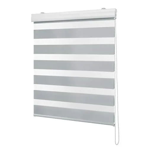 Ventanara® Doppelrollo Hellgrau mit Kassette Weiss Matt - Vielseitiger Sicht- und Sonnenschutz - Seitenzug- & Springrollos, individuell einstellbar für perfekten Sicht- und Sonnenschutz, ideal für jeden Raum, inklusive Montagezubehör und in der Größe 120 x 160 cm.