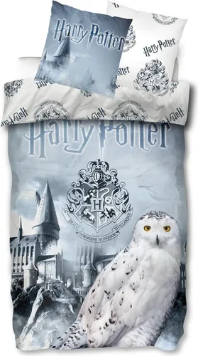 Harry Potter Hogwarts Wende-Bettwäsche-Set 135x200 - Bettwäsche-Set aus 100% Baumwolle mit hochwertigem Hogwarts-Aufdruck, atmungsaktiv und temperaturausgleichend – das perfekte Geschenk für Harry Potter-Fans!