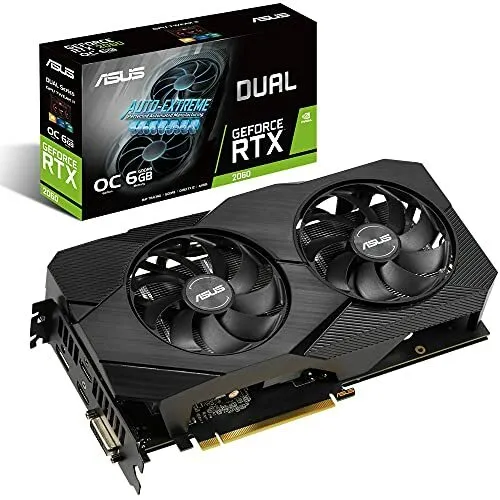 ASUS GeForce RTX 2060 Übertaktet 6G GDDR6 Dual-Fan Evo Edition - Leistungsstarke Grafikkarte mit 6 GB GDDR6-Speicher für beeindruckendes Gaming-Erlebnis und VR-Unterstützung. Ideal für anspruchsvolle Anwendungen und Spiele.