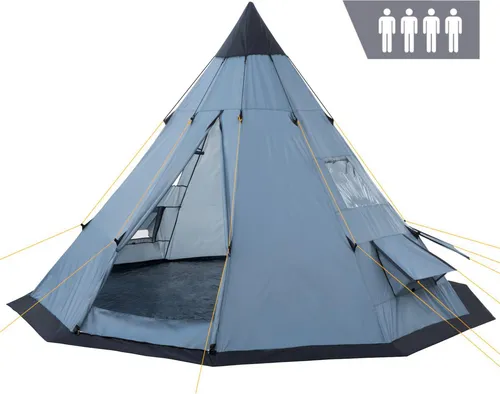 CampFeuer Tipi Zelt Spirit für 4 Personen - Firstzelt für 4 Personen mit 3000 mm Wassersäule, ideale Stehhöhe und einfach aufzubauen – perfekt für Camping, Wandern und jedes Wetter!