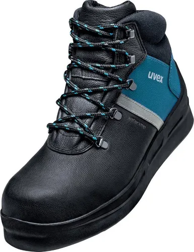 uvex 3 asphaltpro Stiefel S3 schwarz-blau, Weite 10, Gr. 41 - Arbeitsschuhe für Asphaltierarbeiten, hitzeisolierend mit wasserabweisendem Leder und durchtritthemmender Stahlzwischensohle für optimalen Schutz und Komfort.