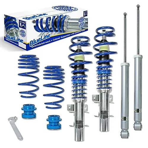 JOM 741072 BlueLine Gewindefahrwerke für VW - Fahrwerkssatz für VW Polo 9N, 9N2, 9N3 und Fox 5Z, mit einstellbarem Verstellbereich von 35-55 mm für optimale Fahrdynamik und Komfort.