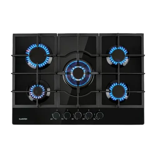 Klarstein 5-Flammen Gasherd - Einbau-Gaskocher mit 11,1 kW Leistung, ideal für Zuhause und Wohnmobil. Effizientes Kochen mit sicherer Zündung und einfacher Reinigung dank glatter Edelstahl-Oberfläche.