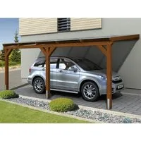 SKAN HOLZ Vogtland Einzelcarport 300x541 cm - Robustes Pultdach-Carport aus Nussbaumholz, idealer Schutz für Ihr Fahrzeug und stilvolles Element in Ihrem Garten.