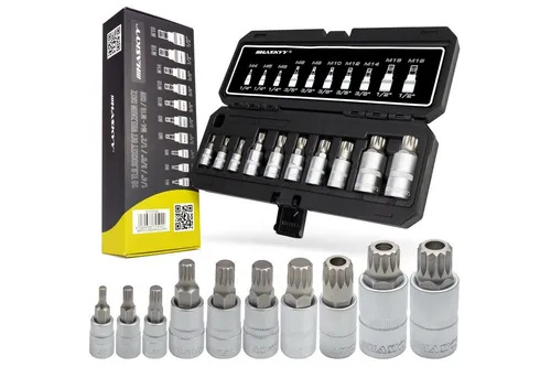 HASKYY Bit- und Steckschlüsselset Steckschlüssel Satz Vielzahn 1/4" 3/8" 1/2" XZN Steckschlüsselsatz Bit