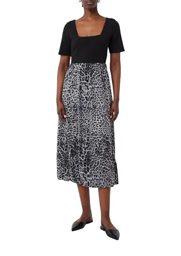 Comma Midikleid mit Karree-Ausschnitt und Materialmix - Elegantes Midikleid in Maxi-Länge, teilweise gefüttert, mit modischem Karree-Ausschnitt und kurzen Ärmeln – ideal für besondere Anlässe.