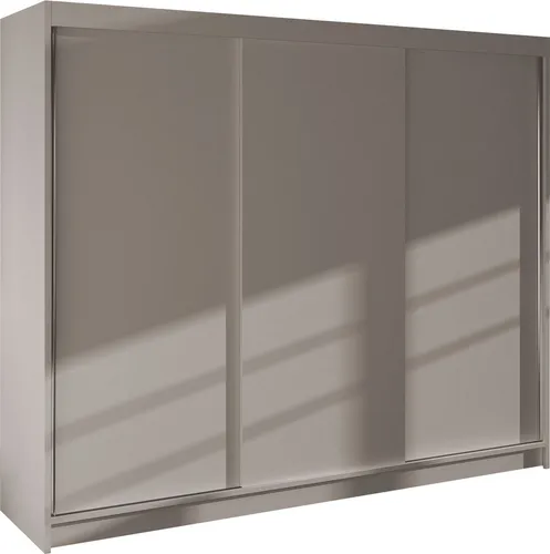 MIRJAN24 Schiebetürenschrank Derby II - Stilvoller Kleiderschrank in Cashmere - Schwebetürenschrank Derby II: Großzügige Maße von 200x215x58 cm, moderne Aluminiumgriffe und viel Stauraum für Ihr Schlafzimmer.