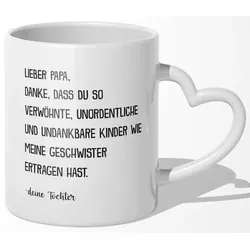 22Feels Tasse Papa Geschenk Vatertag von Tochter Vater Geburtstag Kaffeetasse Mann, Keramik, Made In Germany, Spülmaschinenfest, Herzhenkel weiß