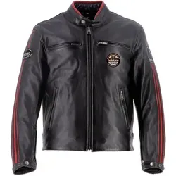 Helstons Ace 10Ans Motorrad Lederjacke, schwarz, Größe M - Hochwertige Motorradjacke aus vollnarbigem Rindsleder, ideal für Fahrten im Freien. Mit atmungsaktivem Mesh-Futter und praktischen Reißverschlusstaschen für sicheren Stauraum.