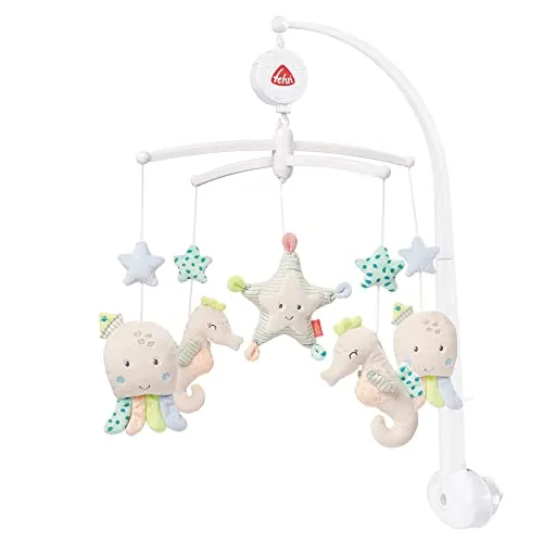 Fehn Musik Mobile Meereskinder - Beruhigende Einschlafhilfe für Babys - Baby Mobiles mit sanfter Melodie "Schlaf Kindlein Schlaf". Ideal als Geschenk zur Geburt, fördert es das Träumen und Beobachten der Meerestiere.
