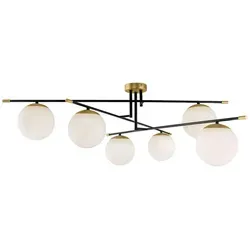 MAYTONI Nostalgia MOD048CL 06G Deckenleuchte - Elegante Deckenlampe mit 6 Lichtern in Schwarz, Gold und mattem Weiß, ideal für stilvolle Wohnräume und schafft eine gemütliche Atmosphäre.