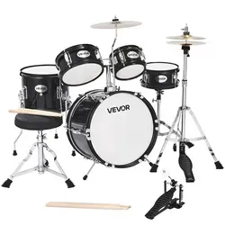 VEVOR Schlagzeug Set 5-teilig für Kinder - Drum Kit mit 5 Trommeln, ideal für kleine Musiker, aus robustem Pappelholz und Kohlenstoffstahl, perfekt für den Einstieg in die Musik.
