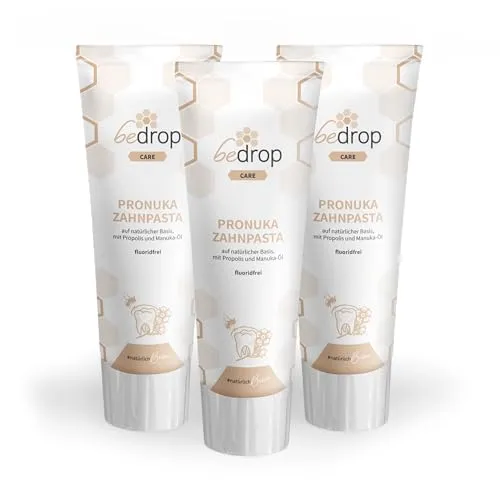 bedrop Zahnpasta Pronuka mit Propolis & Manuka-Öl – fluoridfrei für sanfte Zahnpflege - Zahnpasta mit über 99% natürlichen Inhaltsstoffen, enthält Propolis und Manuka-Öl für sanfte Reinigung und frischen Atem – ideal für empfindliche Zähne.