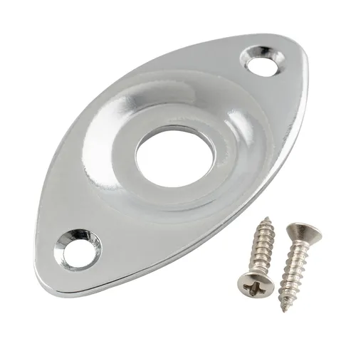 Musiclily Pro Chrome Steel Curved Dented Oval Electric Guitar Bass Jack Plate