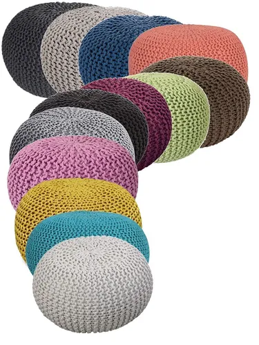 Northam Sitzhocker - Sitzpuff/Pouf/Sitzpouf Grobstrick-Optik Ø in ver. Farben (G