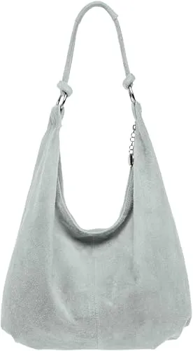 Caspar Große Damen Vintage Veloursleder Tasche - CLASSIC LINE No.617 - Damen-Schultertaschen aus samtweichem italienischem Veloursleder, ideal für Alltag und Freizeit mit großzügigem Stauraum für A4-Ordner und praktische Innentasche.