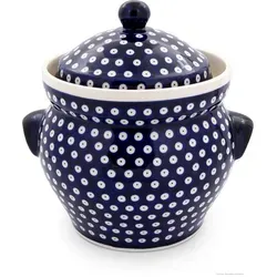 Bunzlauer Keramik Fermentationsglas Original Bunzlauer Keramik Gärtopf 4,0 Liter mit Wasserrinne Dekor 42, Keramik blau