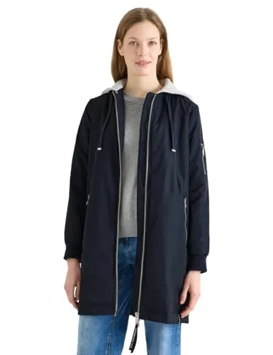 Cecil Damen Langer Blouson - Modischer Alleskönner - Stylischer Blouson aus softem Sweatmaterial mit abnehmbarer Kapuze und 2-Wege-Reißverschluss. Ideal für den Alltag und bequem zu tragen.