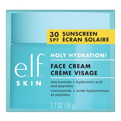 e.l.f. SKIN Holy Hydration! Face Cream, Broad Spectrum SPF 30 Sunscreen, Spendet Feuchtigkeit Und Macht Die Haut Geschmeidig, Ultra-Hydratisierend, Vegan & Tierversuchsfrei, 50 g