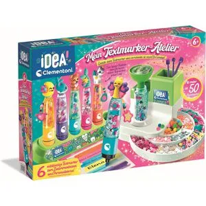 Clementoni® Kreativset Idea - Mein Textmarker-Atelier - Kreativset für Kinder ab 6 Jahren, fördert die Kreativität und Feinmotorik. Ideal für kleine Künstler, die ihre eigenen bunten Textmarker gestalten möchten!
