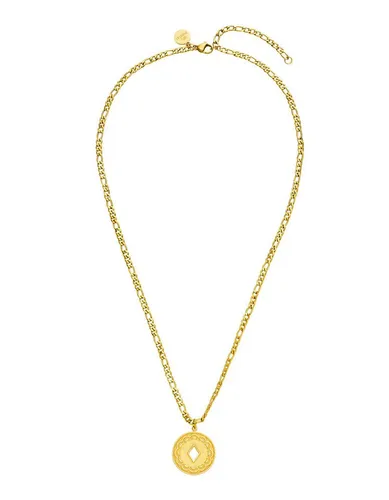 PURELEI Lolani Kette - Gold - Elegante Kette mit gemustertem Coin-Anhänger, 18K vergoldet und verstellbar von 45 bis 50 cm. Ideal für stilvolle Akzente in jedem Outfit.