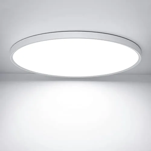 OUILA LED Deckenleuchte Flach Rund - Ø30CM Deckenlampe LED 24W 6500K 2400LM IP44 Wasserdichte Badezimmer lampe, Küchenlampe Deckenleuchte Kaltweiß für Küche Bad Schlafzimmer Flur Keller
