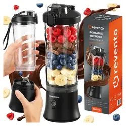 REVENTO® Vita Tragbarer Mixer 600ml – Kabelloser Standmixer mit 150W und 6 Edelstahlklingen - Der REVENTO® Vita Mixer ist leicht und kompakt, ideal für unterwegs. Mit einem starken 4000 mAh Akku und 600 ml Fassungsvermögen bereitest du schnell Smoothies und Shakes. Praktischer Trinkaufsatz für direktes Genießen!