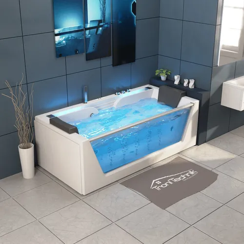 Whirlpool KOS Eckwhirlpool für 2 Personen - Moderne Eckbadewanne mit 14 hochwertigen Düsen und Unterwasser LED Farblichttherapie. Ideal für entspannende Wellnessmomente im eigenen Badezimmer.