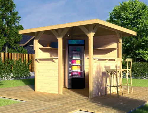 weka Gartenlaube 657 Gr.1, Set inkl. 2 RW, Tresenw - Gartenhäuser, Geräteschuppen & Carports - Hochwertiger Gartenpavillon mit zwei robusten Wänden und einem praktischen Tresen für gesellige Stunden im Freien.