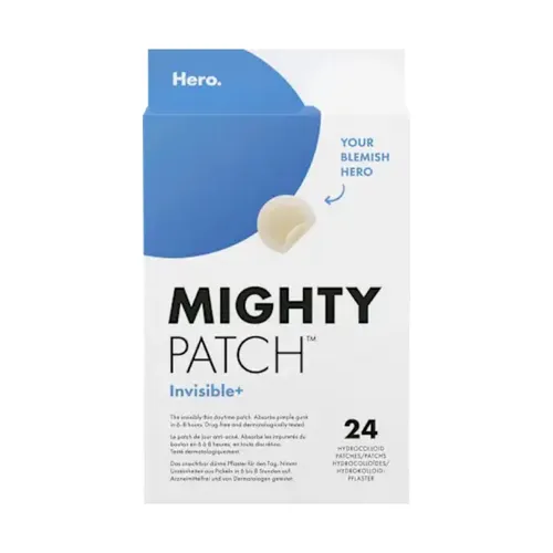 Hero MIGHTY PATCH Invisible+ 24 Stück - Dermatologisch getestete Pickel-Pflaster, die Unreinheiten innerhalb von 6 Stunden sanft aufnehmen. Unsichtbar auf der Haut, ideal für den Tag und auch für sensible Haut geeignet.