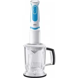 BRAUN Stabmixer MQ 5060 WHBL - Blau/Weiß - Stabmixer mit 750 W Motor und SPLASHControl Technologie für spritzfreies Mixen. Inklusive Spiralschneider-Aufsatz für schnelle Gemüsenudeln. Ideal für gesunde, selbstgemachte Speisen.