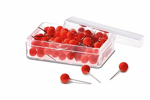 magnetoplan 111165006 Pinnadeln, aus gehärtetem Edelstahl, rot