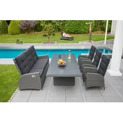 LC Garden »Barcelona« Dining Set VI grau-mix - Stilvolle Gartensitzgruppe für 8 Personen - Entdecken Sie das LC Garden »Barcelona« Dining Set VI grau-mix, ideal für gesellige Abende. Der robuste Tisch und die bequemen, verstellbaren Stühle bieten höchsten Komfort und ein ansprechendes Design für Ihren Garten.