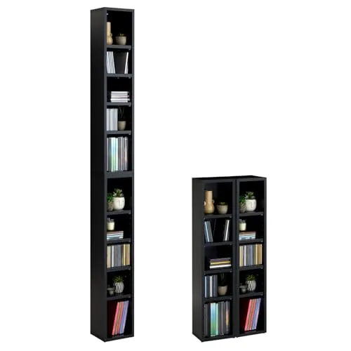Caro-Möbel CD-Regal CHART - Medienregal für bis zu 160 CDs - CD-Regal CHART mit 10 Fächern, 8 höhenverstellbar. Ideal für kleine Räume, modernes Design und platzsparend. Aus melaminharzbeschichteter Spanplatte für langlebige Nutzung.