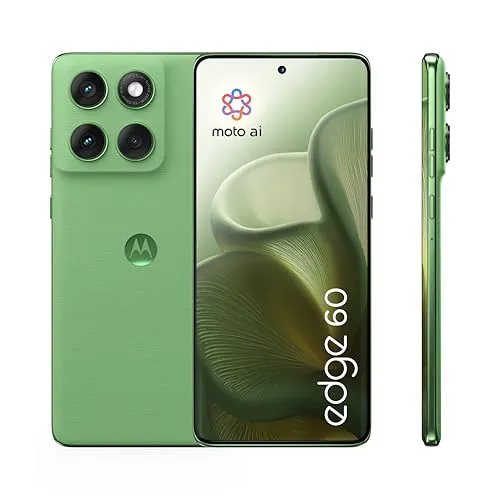 Motorola Edge 60 Smartphone (6,76“-Super-HD-Display, 50-MP-Kamera mit Moto-KI, 12/512 GB, 5200 mAh, Android 15) Pantone Shamrock, inkl. Schutzcover + Handyhalter handverlesen bei Amazon