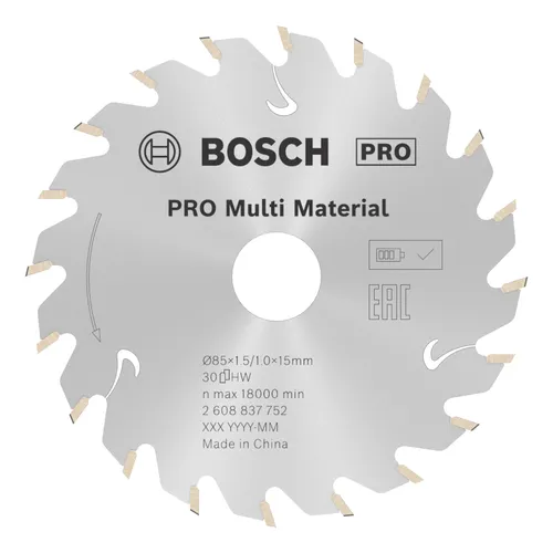 Bosch Zubehör Pro Multi Material cordless Kreissägeblatt, 85 x 1,5 x 15 mm, 30 Zähne, für Akku-Handkreissägen - 2608837752
