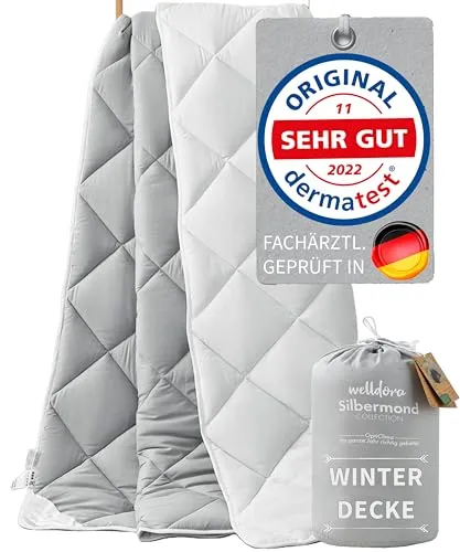 Welldora OPTICLIMA Allergiker Bettdecke 135x200 Winter - Bettdecken für Allergiker, ultra warme Wendedecke mit innovativer Klimatechnologie für gesunden Schlaf, antibakteriell und aus 100% recycelten Materialien