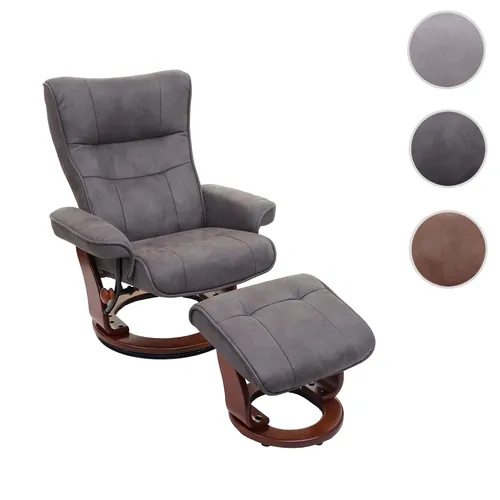 MCA Relaxsessel Montreal - Dunkelgrau, 360° drehbar & 130kg belastbar - Sessel mit gepolstertem Hocker, verstellbarer Rückenlehne und extradicker Polsterung für höchsten Komfort. Modernes Design, ideal für jedes Wohnzimmer.