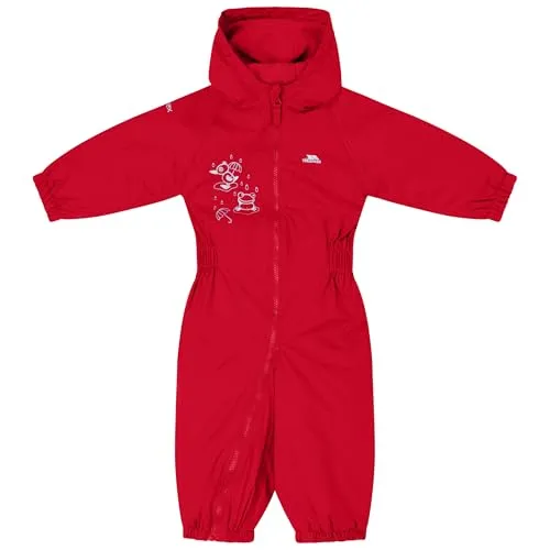 Trespass Unisex Kinder DRIPDROP Regenanzug mit Kapuze, Rot, 12-18 Monate - Wasserdichter und atmungsaktiver Regenanzug mit elastischen Bündchen für optimalen Tragekomfort. Ideal für alle Wetterbedingungen, schützt Ihr Kind beim Spielen im Freien.