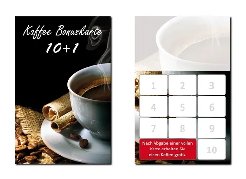 Stück Bonuskarten Kaffee Treuekarten Cafe Gastronomie Restaurant (BOK-414) 100