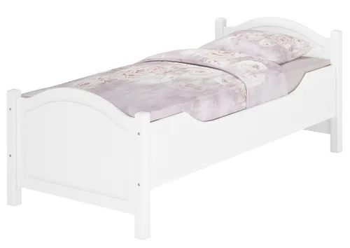 ERST-HOLZ Massivholzbett Weißes Seniorenbett 90 x 200 cm Extra Hoch Einzelbett, Kiefer waschweiß