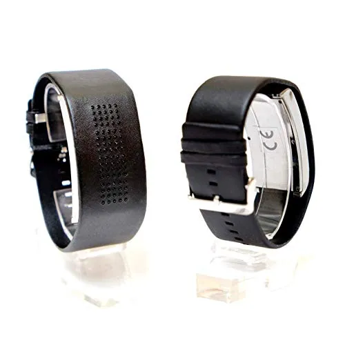 Binäruhr Herrenuhr Schwarz – Digitale Armbanduhr mit Kunstlederarmband - Stylische binäre Armbanduhr für Herren mit Kunstlederarmband. Einzigartiges Design sorgt für Aufsehen und ermöglicht nach kurzer Eingewöhnung ein intuitives Ablesen der Zeit.
