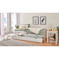 Funktionsbett "Aus eins mach zwei" 90x190 - Weiss - Praktisches Kinderzimmermöbel, das sich schnell in zwei Betten verwandeln lässt und für optimale Platznutzung sorgt. Ideal für Gästezimmer oder kleine Räume.
