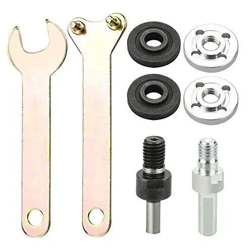 LYTIVAGEN 8 Stück Winkelschleifer Verbindungsstange Winkelschleifer Pleuel Set 6mm/10mm Dorn Adapter Flansch Bohrer Winkelschleifer Ersatzteile Set mit Schraubenschlüssel für Schleifen Polieren