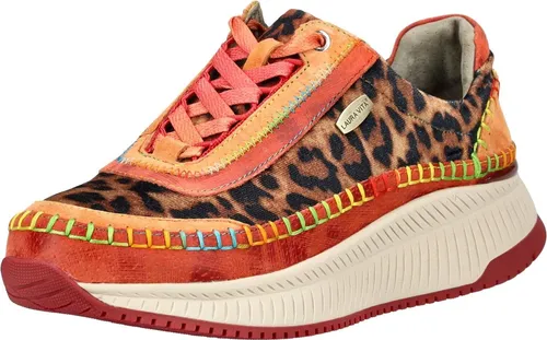 LAURA VITA Sneaker aus Leder/Textil in Orange, Größe 40 EU - Modische Sneaker in auffälligem Orange mit 5 cm Blockabsatz. Aus hochwertigem Leder und Textil gefertigt, ideal für einen lässigen Look und bequem im Alltag.