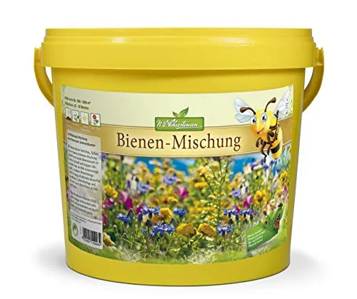 N.L.Chrestensen BIG Eimer - Bienenfreundliche Blumensaat - Vielfältige Mischung aus Sommerblumen für eine blühende Bienenweide. Inhalt reicht für 500-1000 m² und unterstützt die Insektenvielfalt.