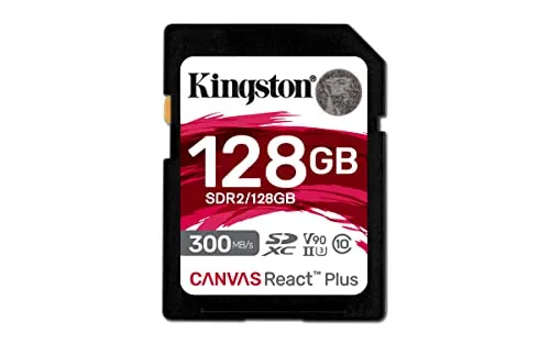 Kingston Canvas React Plus - 128GB Flash-Speicherkarte, Video Class V90 UHS-II für 4K-Videos und schnelle Übertragungen