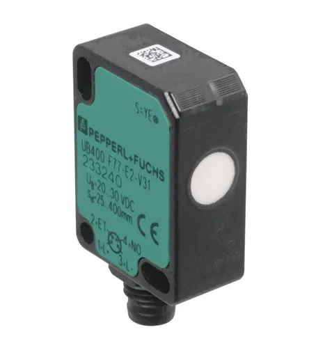 Pepperl+Fuchs Ultraschallsensor UB100-F77-E2-V31 - Präziser Ultraschallsensor für vielseitige Anwendungen, kompakte Bauform und einfache Installation dank M8-Steckverbinder. Ideal für zuverlässige Messungen zwischen 10 und 100 mm.