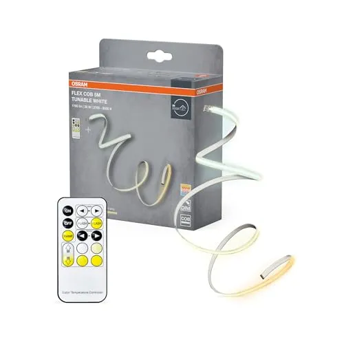 Osram Flex COB LED-Streifen 5M mit Fernbedienung - Flexibler LED-Streifen für Innenräume, dimmbar und individuell anpassbar. Ideal für stimmungsvolle Beleuchtung in jedem Raum.