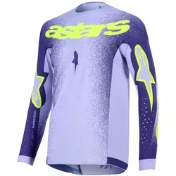 Alpinestars Supertech Scenz Trikot - Lila/Helllila/Neon-Gelb - L - Leichtes Pro Level Trikot von Alpinestars für maximalen Komfort und Bewegungsfreiheit beim Dirt Riding. Ergonomisches Design mit verbesserter Belüftung und einzigartigem Look.